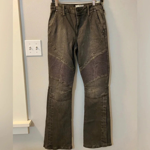 We The Free Denim - We the Free People Vector Moto Mid Rise Flare Jeans SZ 27 Stonewashed Black